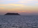 Sunset over valcanic island