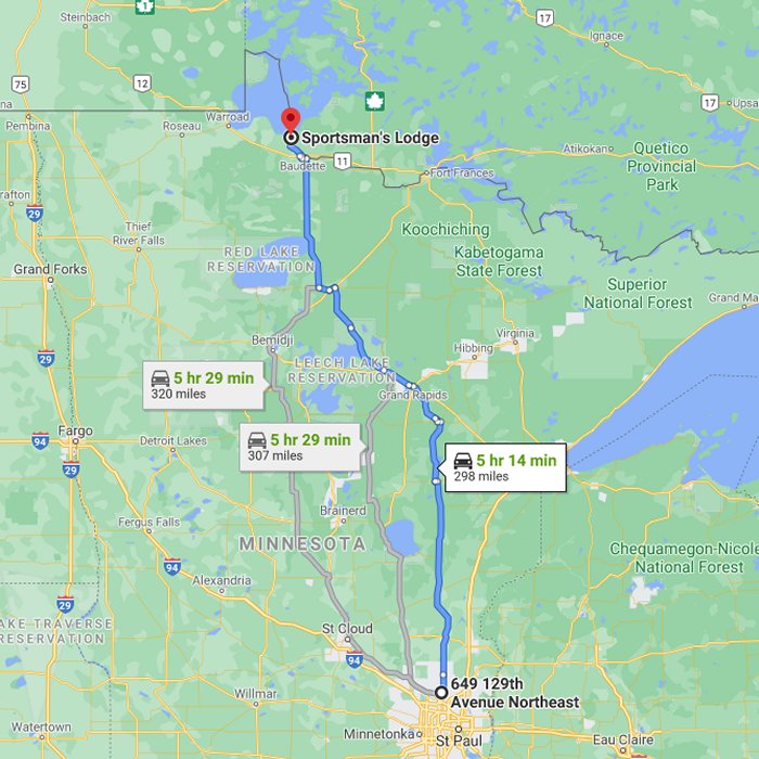 Sportsman's Lodge, Lake of the Woods Trip Map